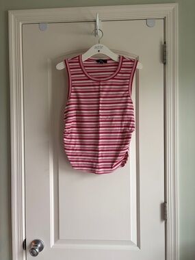 Lulu's Pink and White Striped Ribbed Tank